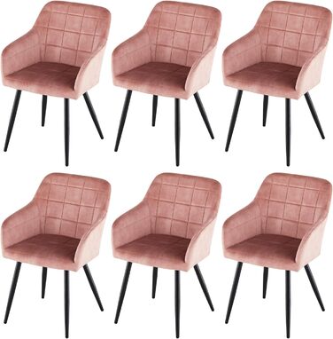 CLIPOP Комплект стільців для їдальні з підлокітниками, м'яке крісло, оббивка з штучної шкіри, для кухні, вітальні (6 шт., оксамит персиково-рожевий)