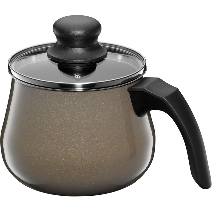 Каструля WMF Fusiontec Mineral Milchtopf з кришкою Gladeckel 12 см, для приготування молока, індукційна, з високотехнологічної кераміки, жароміцна, стійка до подряпин, колір: коричневий