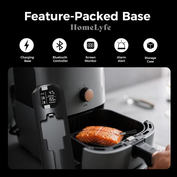 Бездротовий термометр для м'яса - Smart Bluetooth, ±1°C, водонепроникний IP67, 24 год роботи, 250м, для духовки, BBQ, Smoker, фритюрниці