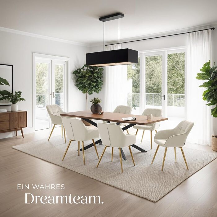 Тумба tectake® з велюру, 6 шт. у наборі, кремового кольору з золотим, для вітальні та їдальні