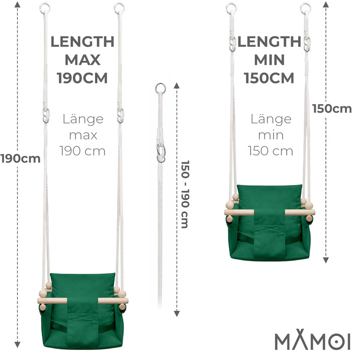 Дитяча гойдалка-крісло MAMOI® для дверей, дерев'яна гойдалка для малюків (Зелений)