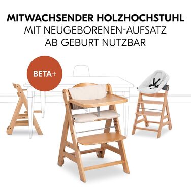 Високий стільчик для годування Hauck Beta+ Newborn Set Premium Dark Grey - комплект для новонароджених, з м'яким сидінням та підносом
