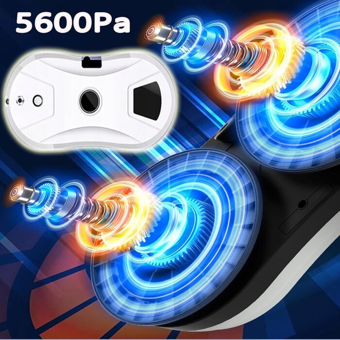Робот для миття вікон Hooha 5600Pa, електричний очищувач скла, мармуру та плитки з дистанційним керуванням, вбудованим резервуаром для води, безпечний, функція розпилення, переможець тестів