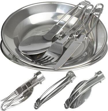 Комбінація посуду Black Snake Camping Посуд Himalaya з набором кухлів з нержавіючої сталі, тарілками та столовими приборами великий чорний/сріблястий