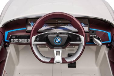 Дитячий електромобіль BMW i4, ліцензія, 12V7A, 2 мотори, керування, MP3, шкіряне сидіння, EVA, білий