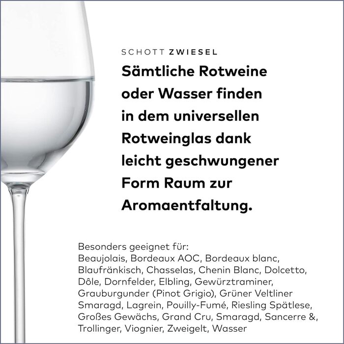 Келих для червоного вина SCHOTT ZWIESEL Fortissimo (набір з 6 штук), тонкі кришталеві келихи для червоного вина або води, келихи для вина Tritan, які можна мити в посудомийній машині, виготовлені в Німеччині (посилання. Без 112493)