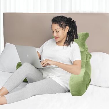 Підлогове крісло-мішок для читання в ліжку, диван для дорослих, подушка для спини з кишенею, крісло для ліжка, читання, перегляду телевізора, ігор (зелене)