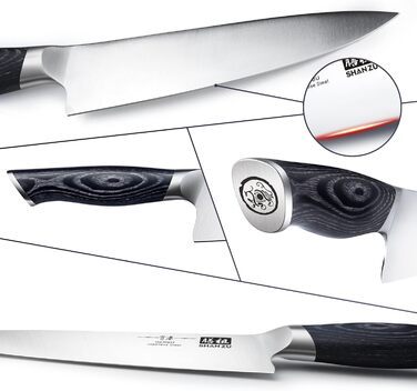 Ніж кухарський SHAN ZU 20 см з високоякісної нержавіючої сталі з ергономічною ручкою K133