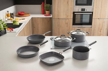 Сковорода Lagostina Tempra Mineral з антипригарним покриттям, діаметр 28 см, ручки з силікону, ефект каменю, для всіх типів плит