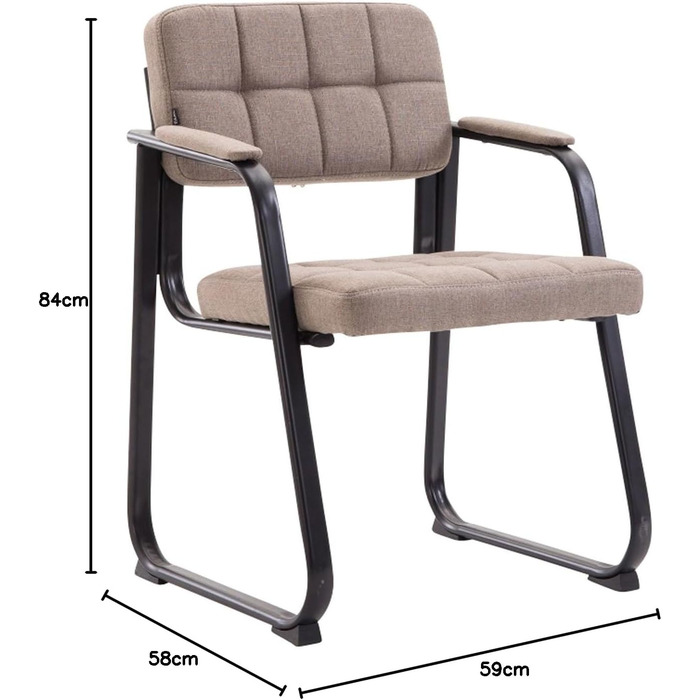 Крісло для відвідувачів Canada B з підлокітниками та м'яким сидінням, металевий каркас, колір: тауп