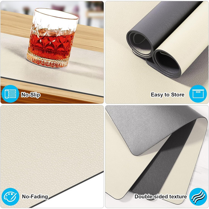 Набори підставки під тарілки 6 шт. з екошкіри, 43x30 см (червоний/бежевий)