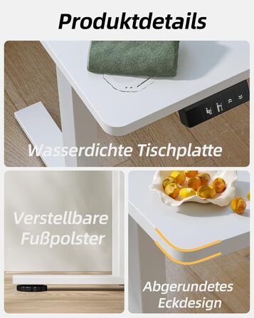 Електричний регульований стіл BEXEVUE 120x60 см, білий. Стіл для роботи, стоячи/сидячи з 2 функціями пам'яті. Комп'ютерний стіл