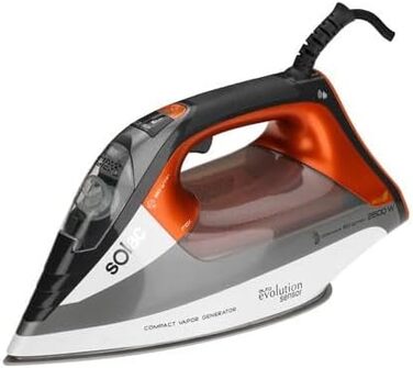 Праска з пароутворенням Solac CVG9511 - праска з керамічним покриттям, 2800 Вт, чорний, помаранчевий, білий