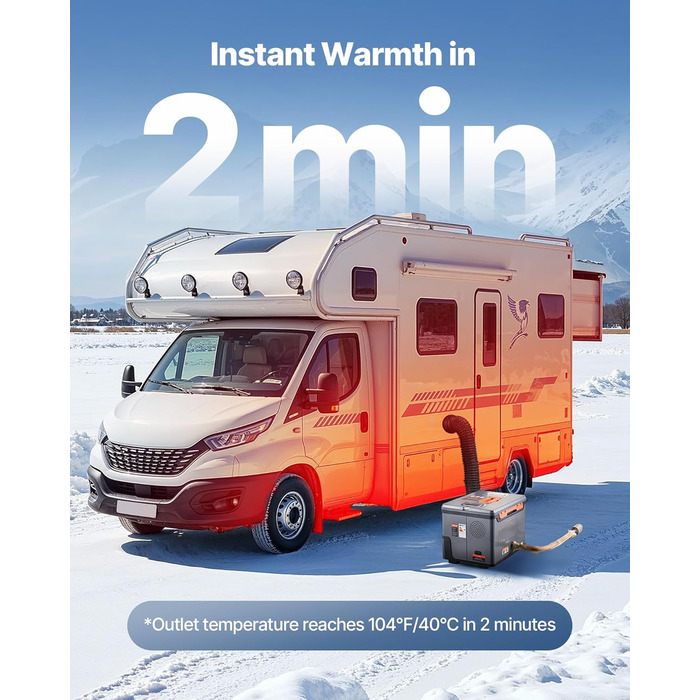 Дизельний опалювач VEVOR 8 кВт, 12/24V, портативний, з Bluetooth, пультом ДУ та LCD, 5л бак, для вантажівок та автодому