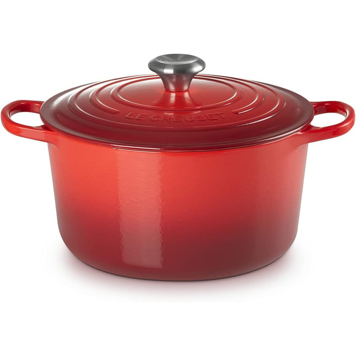Le Creuset Високий круглий гусчар з чавуну, 26 см, червоний