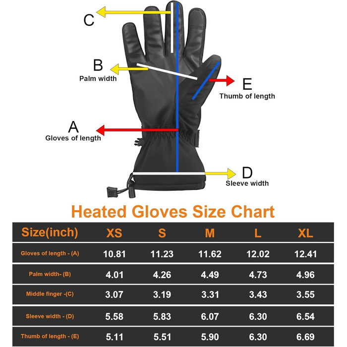 Гріючі рукавички для чоловіків та жінок з сенсорним екраном, водонепроникні, з акумулятором 7.4V 5500mAh, USB-C, електричні, перезаряджувані, вітрозахисні, для роботи на відкритому повітрі TG01 M
