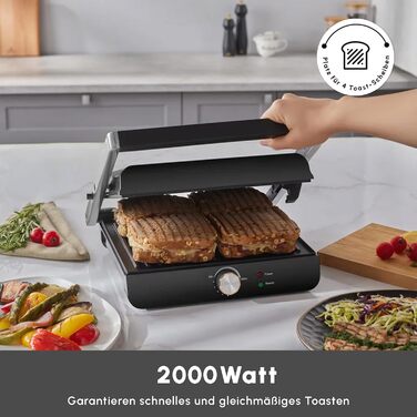 Тостер-контактний гриль Karaca Toastmaster Inox, чорний, 4-х місний, з антипригарним покриттям