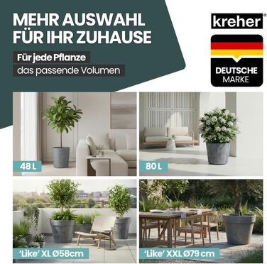 Круглий горщик для квітів Kreher XXL з колесами, діаметром 58 см, антрацит