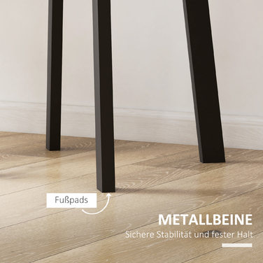 Стіл для двох осіб, біла стільниця, металеві ніжки з заглушками, діаметр 72 см, висота 75 см, чорний