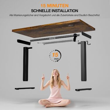 Електричний стіл з регулюванням висоти 120x60 см з функцією пам'яті, для офісу та дому. Білий колір, керування кабелями та гачки.