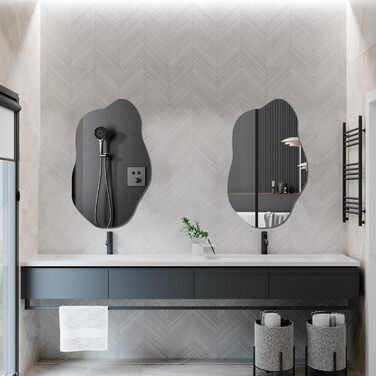 Дзеркало для ванної кімнати Boromal, чорне, 62x90 см, вертикальне/горизонтальне, декоративне