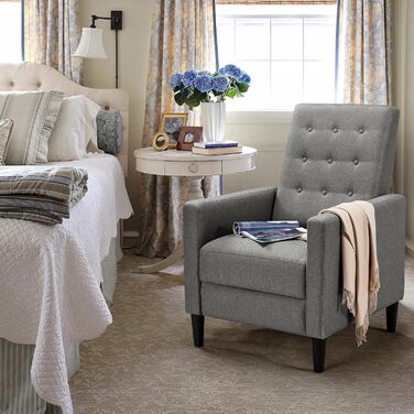 Крісло-релакс Yaheetech для телевізора, регульоване, сіре, з тканини льон