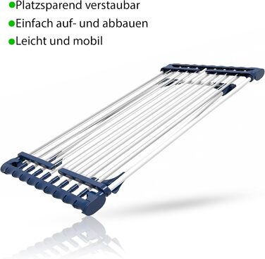 Розсувна сушарка для білизни BigDean Jumbo з потовщеними стійками, довжина просушування 28м (Біло-блакитна)