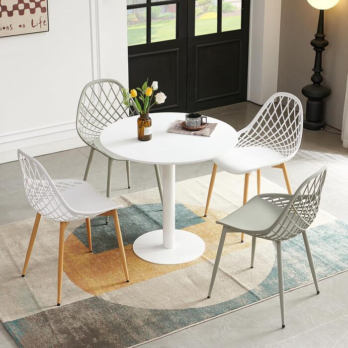 Столик Mid Century Modern: журнальний та обідній для кухні, вітальні, офісу (білий)