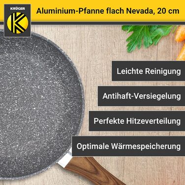 Набір алюмінієвих сковорідок KRGER Невада, 2 предмети - Сковороди з високоякісним антипригарним покриттям - Ергономічна ручка сковороди - Можна мити в посудомийній машині та індукції (20 кулачків - плоскі)