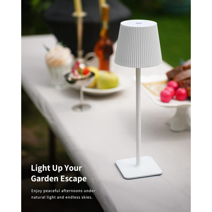 Стійка LED лампа LuminexDesigns бездротова з акумулятором 5200mAh, диммування, IP54, для дому та саду, 3000K/4500K/6000K, білий
