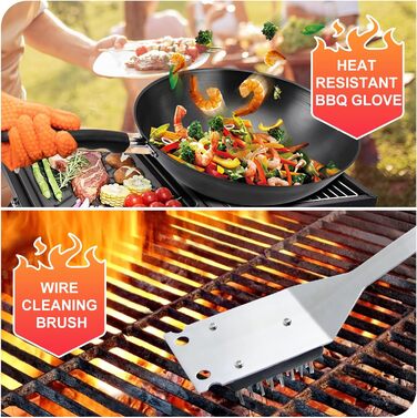 Набір гриля з нержавіючої сталі на 28 предметів з кейсом - аксесуари для гриля, кемпінгу, подарунок для чоловіків