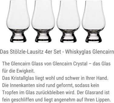 Склянки для віскі STLZLE LAUSIZ the Glencairn I набір з 4 кришталевих склянок без свинцю I 190 мл I високоякісне шотландське скло I маска для миття посуду