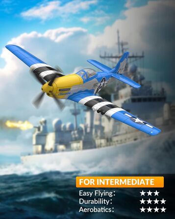 Літак на радіокеруванні VolantexRC 761-5 P51 Mustang RTF для початківців з Xpilot, 4 канали, готовий до польоту