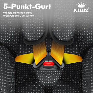 Дитяче автокрісло KIDIZ® Triangle Premium - 9-36 кг, 1-12 років, Група 1/2/3, чорний | Автокрісло, автокрісло-крісло