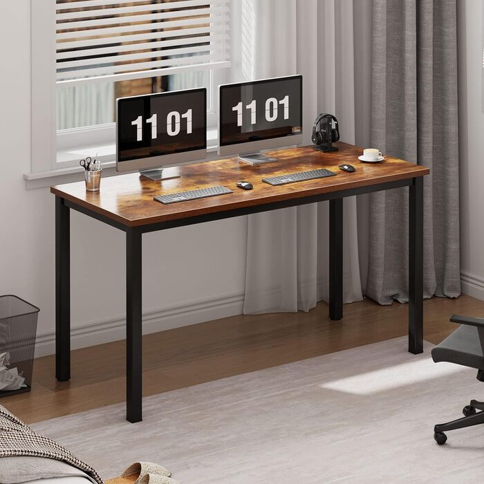 Комп'ютерний стіл SogesHome 120x60 см, дуб та чорний, для дому та офісу