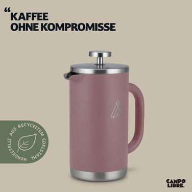 Френч-прес Campo Libre® Giorgio з нержавіючої сталі 0,6л (600мл) Misty Pink | Без пластику, з термофункцією та фільтром