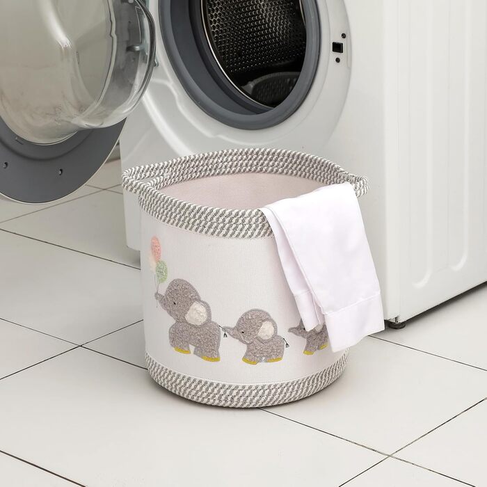 Набір кошиків для зберігання 3 шт. з плетіння, дитячі кошики для іграшок, білизни, складний органайзер для дитячої кімнати, для іграшок, одягу, м'яких іграшок, місткі та надійні кошики (Сірий слон)