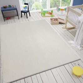Дитячий килимок VIMODA, що миється нековзний дитячий килимок для хлопчиків і дівчаток, дитячий м'який однотонний візерунок, колір розміри (діаметр 120 см круглий, кремовий)