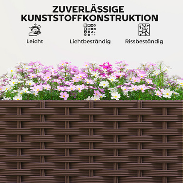 Підвісна конструкція з ящиками для квітів, система автоматичного поливу, 120 x 40 x 192 см, коричнева