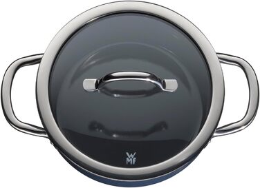 Набір каструль WMF Fusiontec Inspire 3 предмети, індукційні, з кришками, керамічні, стійкі до подряпин, без покриття, темно-сині, вироблено в Німеччині