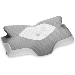 Ортопедична подушка для шиї Elviros 70x42x11/14 см сіро-біла