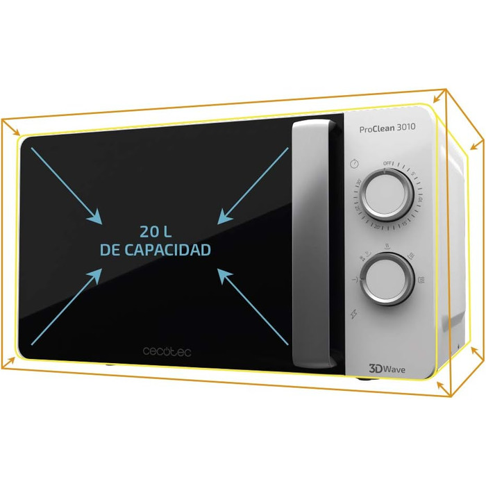 Мікрохвильова піч ProClean 3010, 20 літрів, покриття Ready2Clean, 700 Вт, 6 функцій, таймер 30 хв, режим розморожування, білий колір