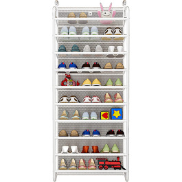 Стелаж для взуття Vinteky для дверей, підвісний органайзер для зберігання взуття, 10-поверховий органайзер для взуття, гак, кронштейн, підвісна підставка для зберігання (білий)