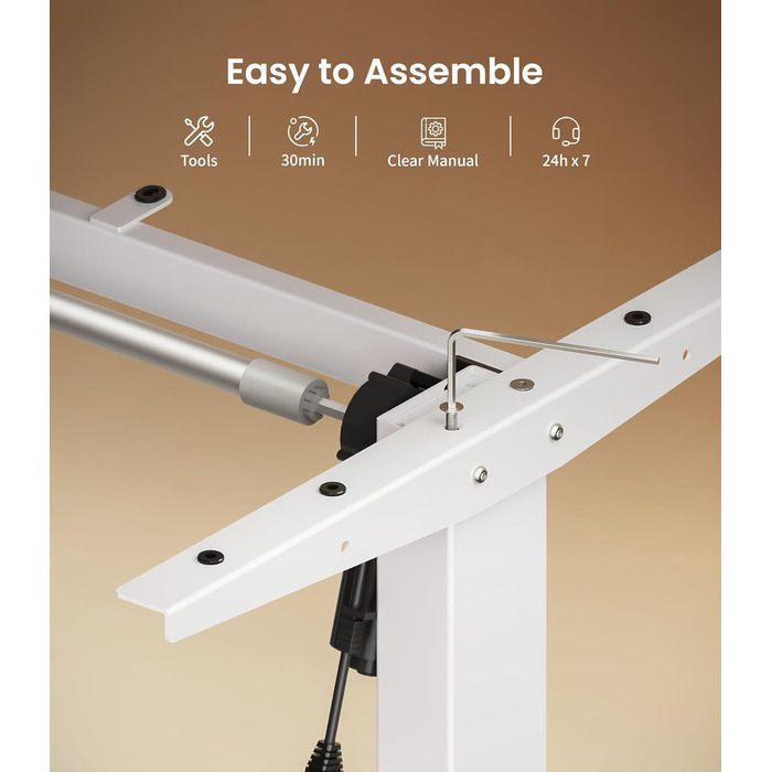 Електричний регульований стіл MAIDeSITe T1 Pro (білий) з 4-ма пам'ятями, міцний мотор та стійка металева база