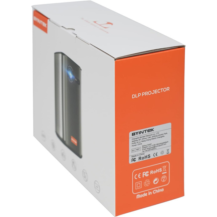 BYINTEK P70 Mini 3D проектор: портативний LED проектор з Wi-Fi, Android 9.0, підтримка 1080P/4K, акумулятор, сумка та штатив (сірий)