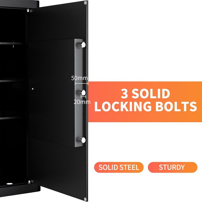 Safe Tresor з ключем WASJOYE: великий настінний сейф для грошей, ювелірних виробів, документів (45x35x31см, 67л)