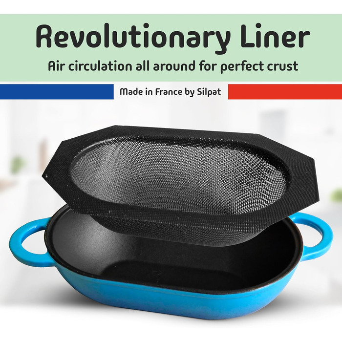 Набір для приготування хліба Artisan LoafNest: Форма для випікання з чавунного лиття та силіконовий вкладиш.