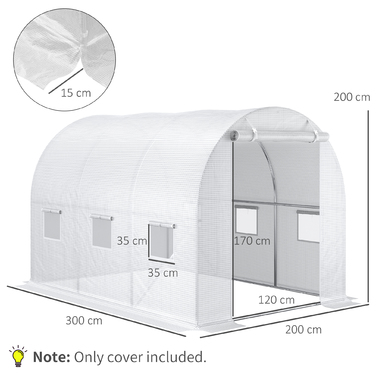 Захисний накрив для теплиці Outsunny, стійкий до погодних умов, 300 см x 200 см x 200 см, прозорий