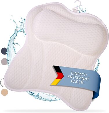 Преміум подушка для ванни з підголовником та підтримкою шиї | Ергономічна подушка для ванни з присосками | Синій (Білий)