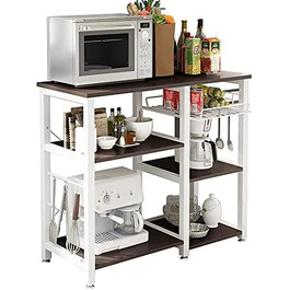 Стелаж для кухні Soges: місткий, з 3 полицями, для мікрохвильової печі, чорний (темно-коричневий)